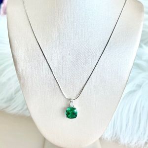Emerald 925 Sterling Silver Pendant Necklace